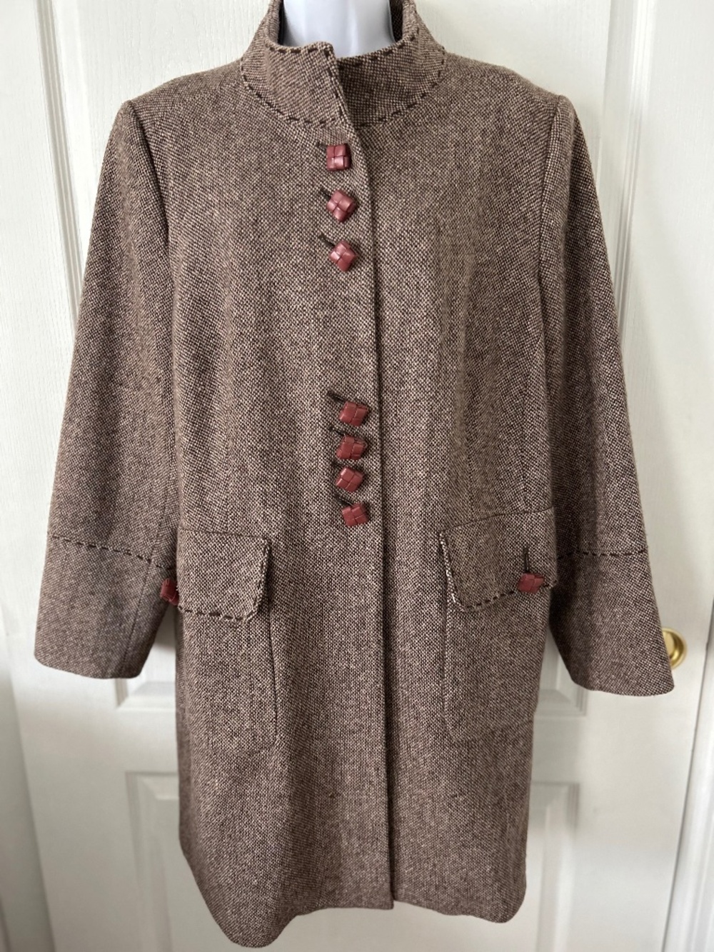 Coat Soft Surroundings Brown Tweed Wool Blend Town & Country